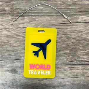 ✈️ World Traveler Luggage Tag | Yellow Travel Aesthetic